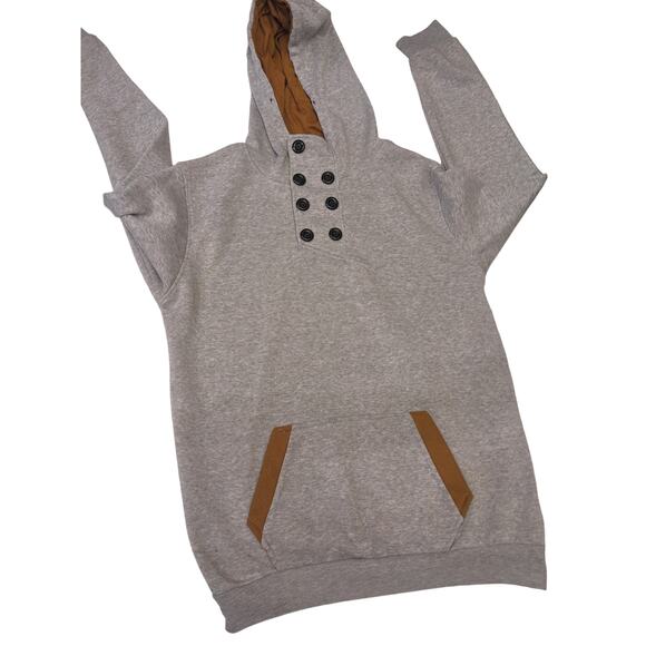 SPOP Hoodie Sweatshirt Womens XXL Pullover Buttons Gray Brown Athleisure Urban - Picture 9 of 16